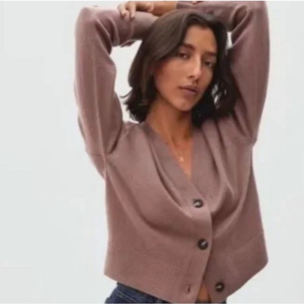 Everlane The Cashmere Cropped Cardigan in Sand Dune NWOT